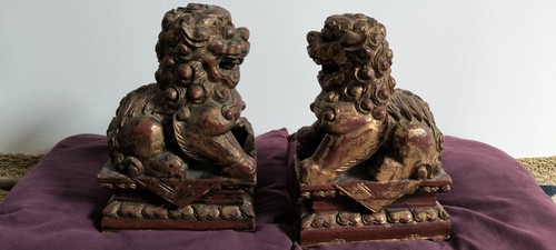 Ancienne paire chien - de, fô