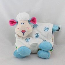 Doudou livre mouton blanc bleu