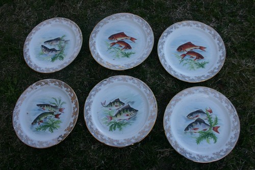 Anciennes assiettes poisson - assiettes,
