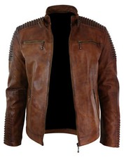 Blouson moto homme cuir - , marron