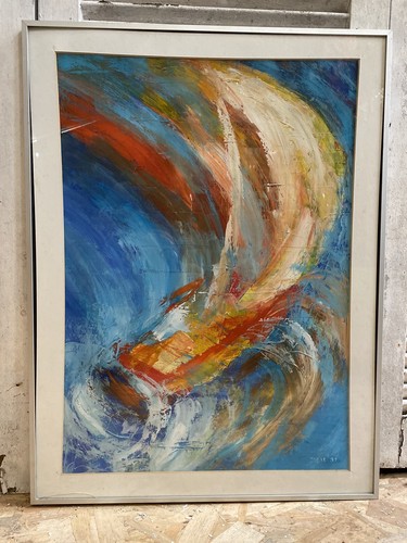 Ancienne huile sur papier - ancienne,