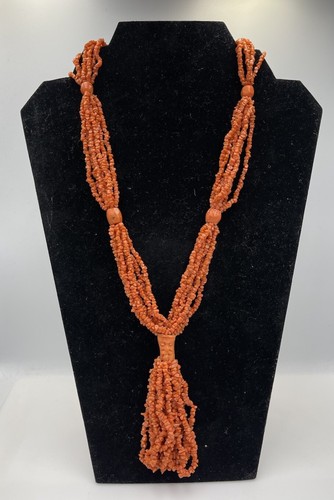 Collier long corail avec - long,