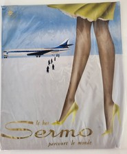 1 paire de bas nylon FF voile vintage, SERMO, beige foncé, Taille 2