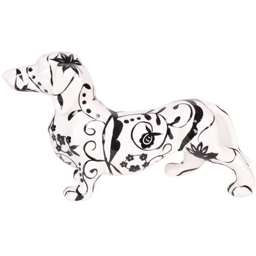 Statue teckel noir blanc - statue,