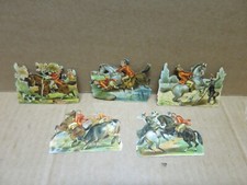 CHASSE A COURRE 5 anciens  chromos découpis scènes humoristiques