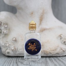 5.7 cm, miniature de parfum vide, décor porcelaine de Limoges rose or