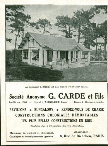 Publicité ancienne bungalow