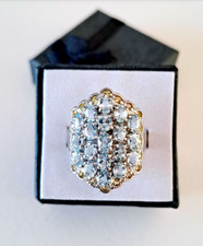 Bague aigue-marine saphir jaune argent 925 / or blanc T 57 bague cocktail