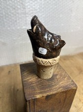 Ancien Bouchon Doseur Groult Calvados En Terre Cuite De Sanglier (n.2)