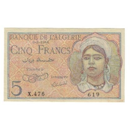 Billet algeria 5 francs - algeria,,
