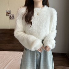 Faux Mohair Femme Tricot Pull