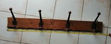 porte manteau MURAL 1m chêne 4 Patères tôle Années 30 Bistrot École 