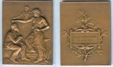 Médaille de table - MUTUALITE bronze L. COUDRAY sculpteur VERCHAMP 1971 d=70x55m