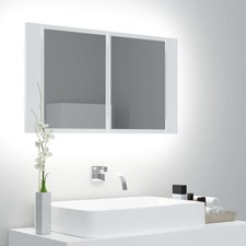 Armoire Salle de Bain à Miroir LED Rangement Toilette Blanc Acrylique vidaXL