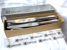 LOT 12 COUTEAUX A DESSERT METAL ARGENTE ERCUIS COQUILLE BOITE LAME INOX