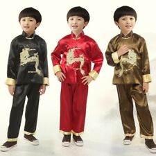 2Pcs Enfants Garçon Hanfu Chinois Tang Costume Bébé Neuf An Vêtements Kung Fu