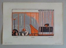 Michel DUFET : rare planche de décoration rehaussée au pochoir - circa 1920