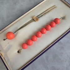 Crochet filet épingle à cheveux boule rétro japonaise K perle de verre corail