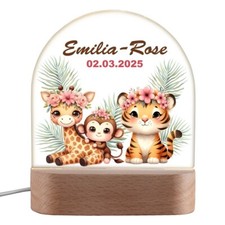 Lampe de Nuit Avec Éclairage LED Jungle Animaux - Cadeau pour Fille - Enfants