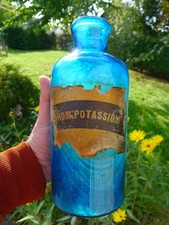 ++ 23cm Flacon Pot Verre Bleu