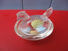 DÎNETTE ANCIENNE, POULE BOITE ANCIENNE en VERRE PORTIEUX