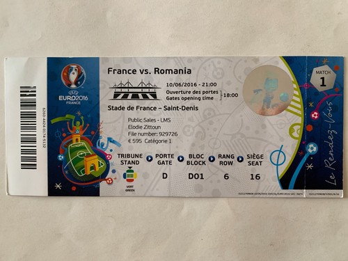 Ticket match uefa euro 2016 - 2016,