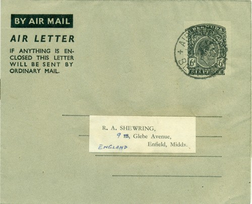 Bermuda 1950 black airletter - bermuda,