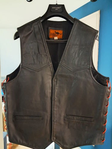 Gilet cuir biker - gilet,