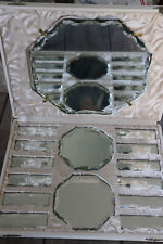 Ancien  service  en verre biseauté , porte couteaux , pour bouteille , plateau