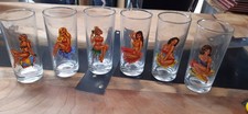 LOT DE 6 VERRES VINTAGE PIN-UP SEXY - NUE AU VERSO - REIMS