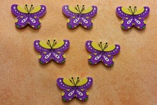 LOT 6 BOUTONS BOIS : papillon