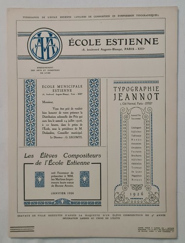 Ecole municipale estienne - ecole, 1925