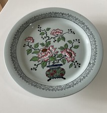 COMPOTIER BAS ASSIETTE MONTÉE LONGWY MODELE PEKIN VERT CELADON EMAUX FIN 19ème
