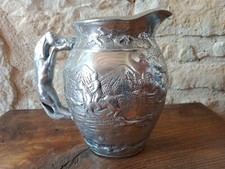 PICHET CRUCHE - scène de CHASSE VENERIE - ANSE CHEVAL - régule chrome
