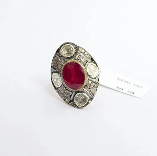 Bague rubis pave diamant en - bague,