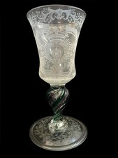 Rare Grand Verre Armorié, Couronne De Marquis Bohème XVIIIème