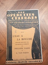Partitions Ancienne. Operette Celebres. L'eau a la Bouche. Ed Salabert