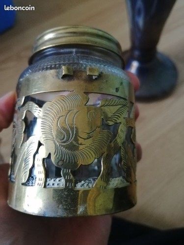 Petit pot flacon verre - flacon, bronze