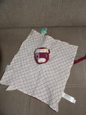 Doudou Plat Rosalie Vache Blanc Bordeaux Carreaux  Lilliputiens 
