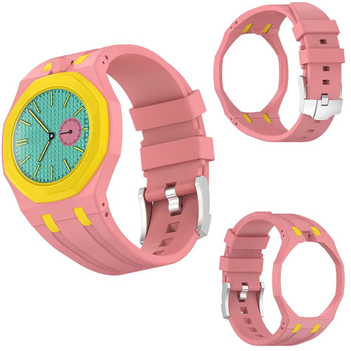 Montre silicone rose jaune - rose,