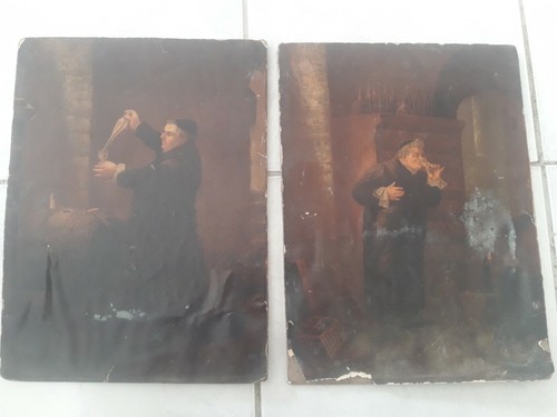 Paire chromo litho moine - ?,