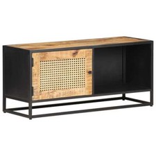 Bois de Manguier Brut Meuble TV 90x30x40 cm Canne Naturelle Salon vidaXL