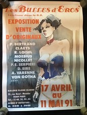 AFFICHE Les Bulles d’Eros L’érotisme dans la BD dessin au lavis par LOISEL 1991