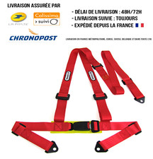 Harnais ceinture Rouge Siege Baquet 3 points Voiture course drift rallye circuit