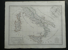 Carte Géographique ITALIE de 1812 gravé par TARDIEU papier vergé, Napoléon Ier