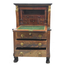 Secrétaire acajou flammées époque Empire retour d'Égypte