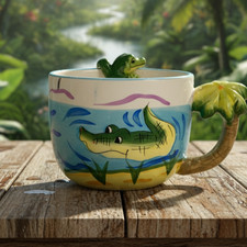 Tasse Crocodile Palmier Mug Kitsch Jungle Tropical Cadeau Original Animal Drole