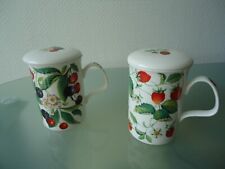 MUGS COUVERCLES ROY KIRKHAM ENGLAND CERISES FRAISES CHERRY STRAWBERRY