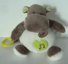 SA. Doudou peluche musical BABY NAT HIPPOPOTAME  blanc vert marron ETAT NEUF*