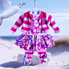 CATIMINI - ENSEMBLE 3P BÉBÉ FILLE DÉTAILS VOLANTS, FLEURS RELIEFS & BRODERIES 6M